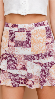 Coroline's Patchwork Print Skirt - McKenna Rose Boutique